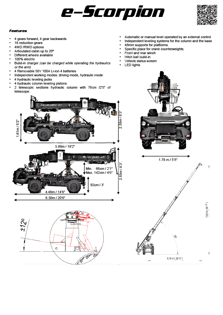 E-Scorpion features and dimensions spec sheet
