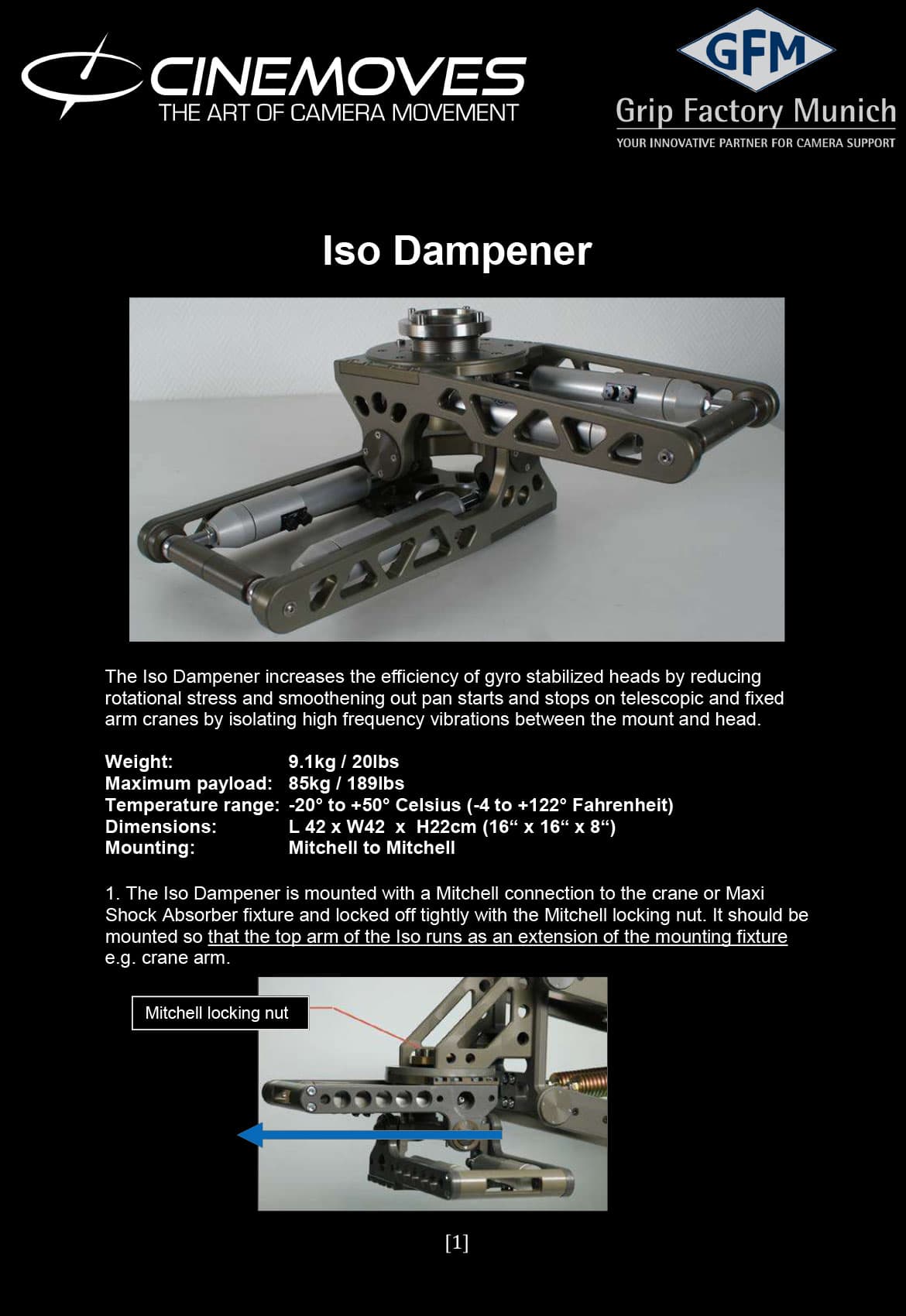 GFM ISO Dampener specifications 1