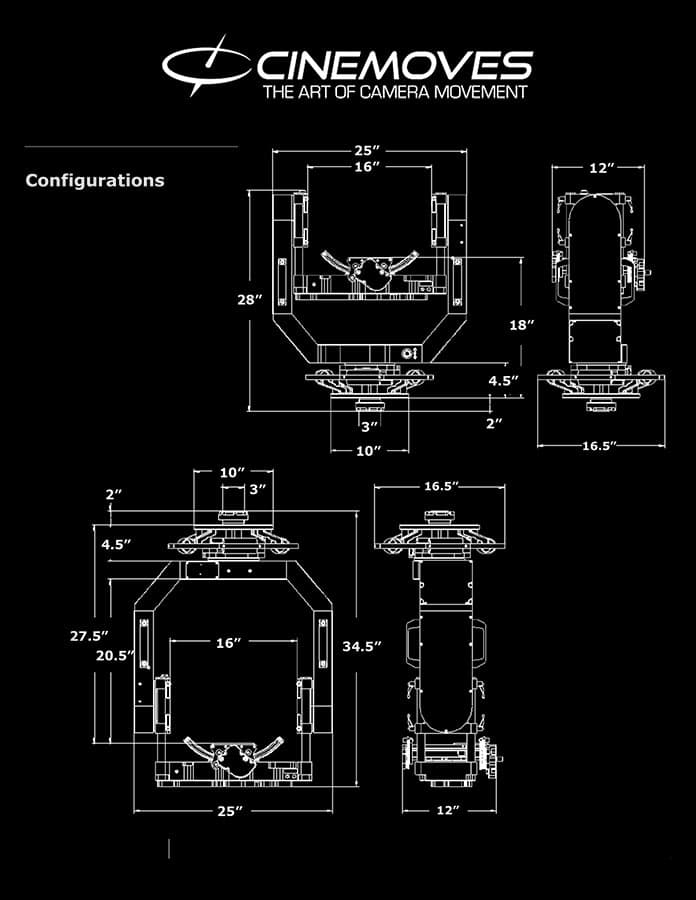 Scorpio Stabilized Head configurations and dimensions